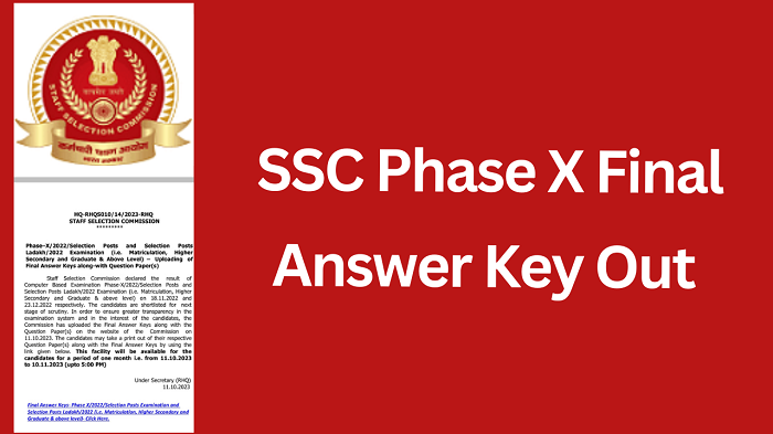 SSC Phase 10 Final Answer Key