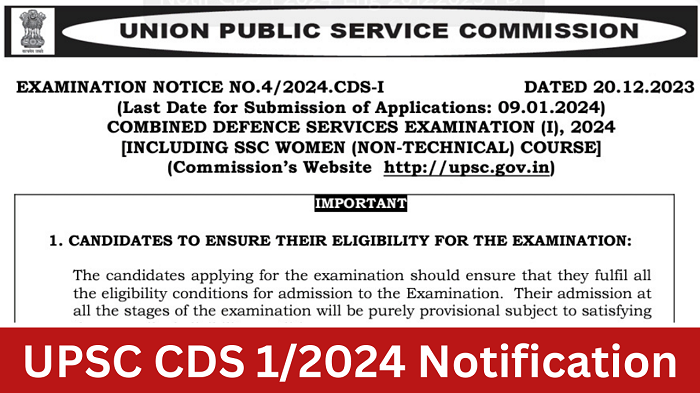 UPSC CDS 1 Notification 2024