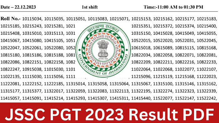 JSSC PGT 2023 Result