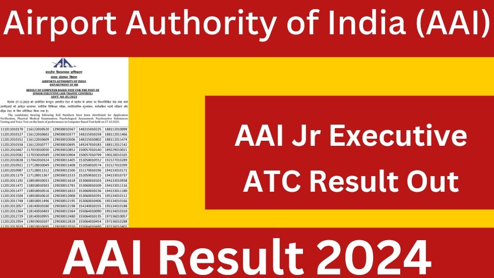 AAI ATC Result 2024; Junior Executive ATC Cutoff, Merit List PDF Job
