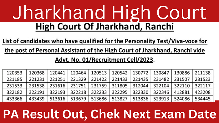 Jharkhand High Court Personal Assistant Result