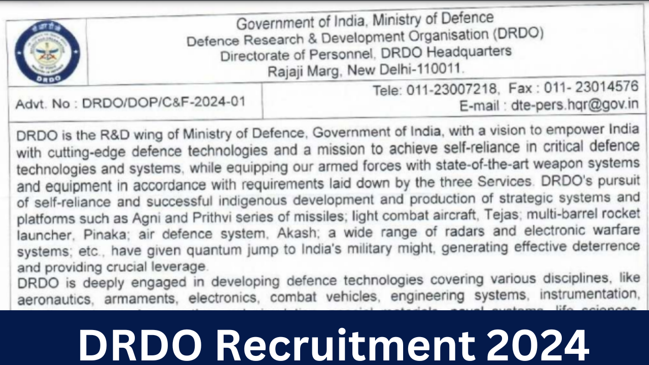 DRDO Recruitment 2024