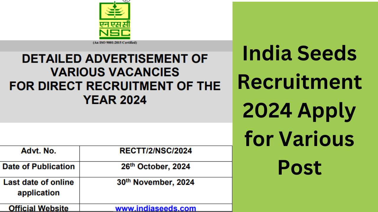 Indian Seeds Recruitment 2024