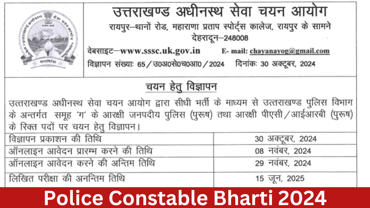 Uttarakhand Police Constable Vacancy 2024