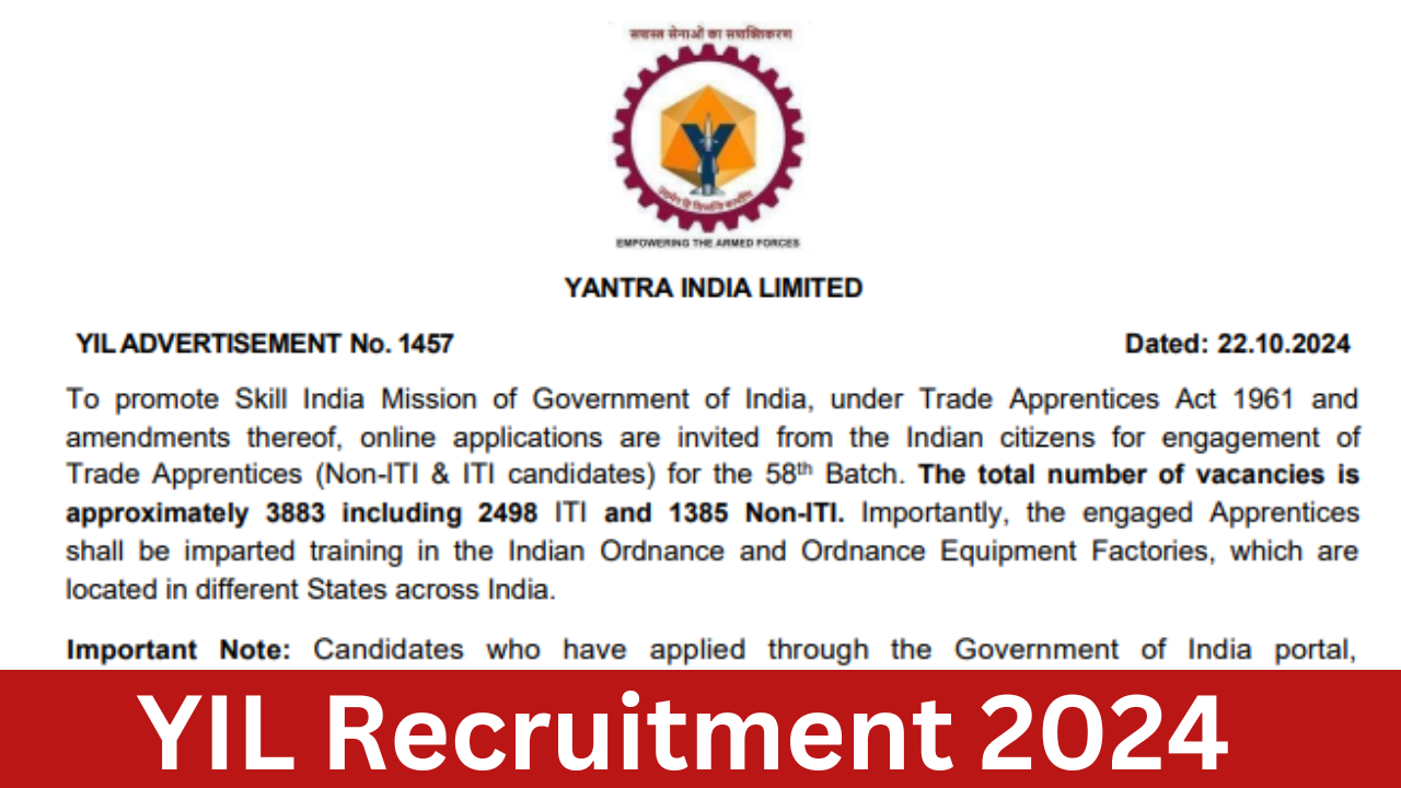 Yantra India Limited YIL Apprentice Recruitment 2024