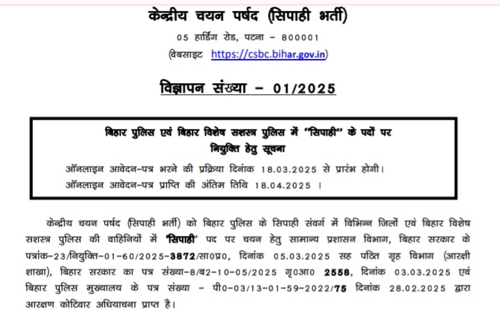 Bihar Police Constable Vacancy 2025